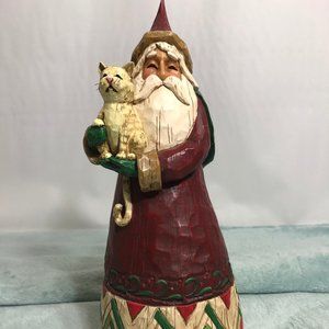 Jim Shore Santa holding a cat